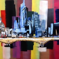 London City Skyline Abstract Painting by Artist Eraclis Aristidou