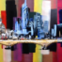 London City Skyline Abstract Painting by Artist Eraclis Aristidou